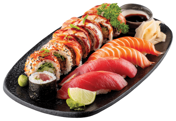 A plate of sushi
